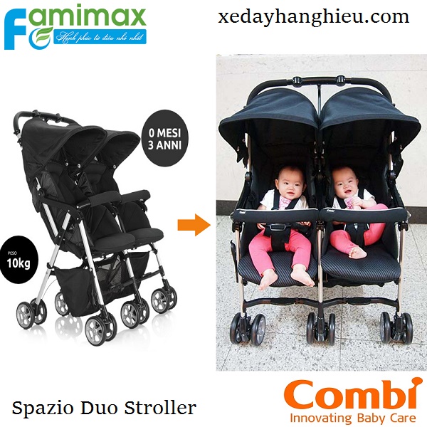 Xe đẩy đôi Combi Spazio Duo dành cho bé song sinh