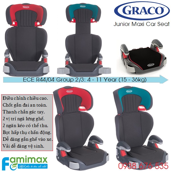 Ghế ngồi ô tô Graco Junior Maxi cho trẻ từ 4 đến 11 tuổi