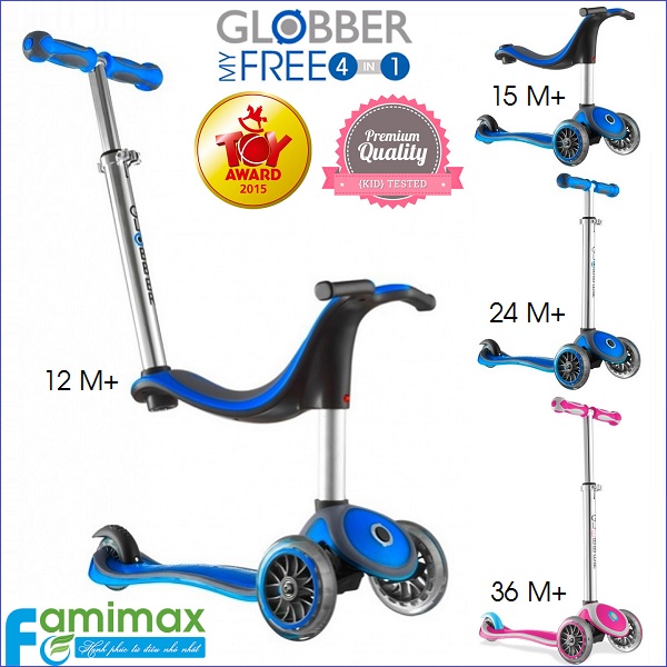 Xe scooter đẩy chân Globber My Free 4 in 1 nhập khẩu từ Pháp