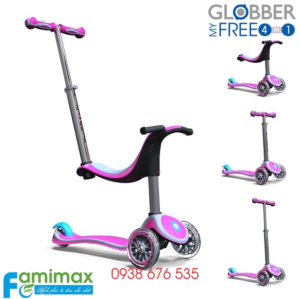 Xe scooter đẩy chân Globber My Free 4 in 1 Pink